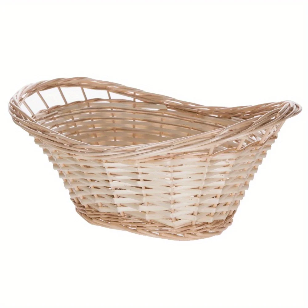 

Decorative oval willow basket with cutting handles for storage in living room, bedroom, bathroom and other places