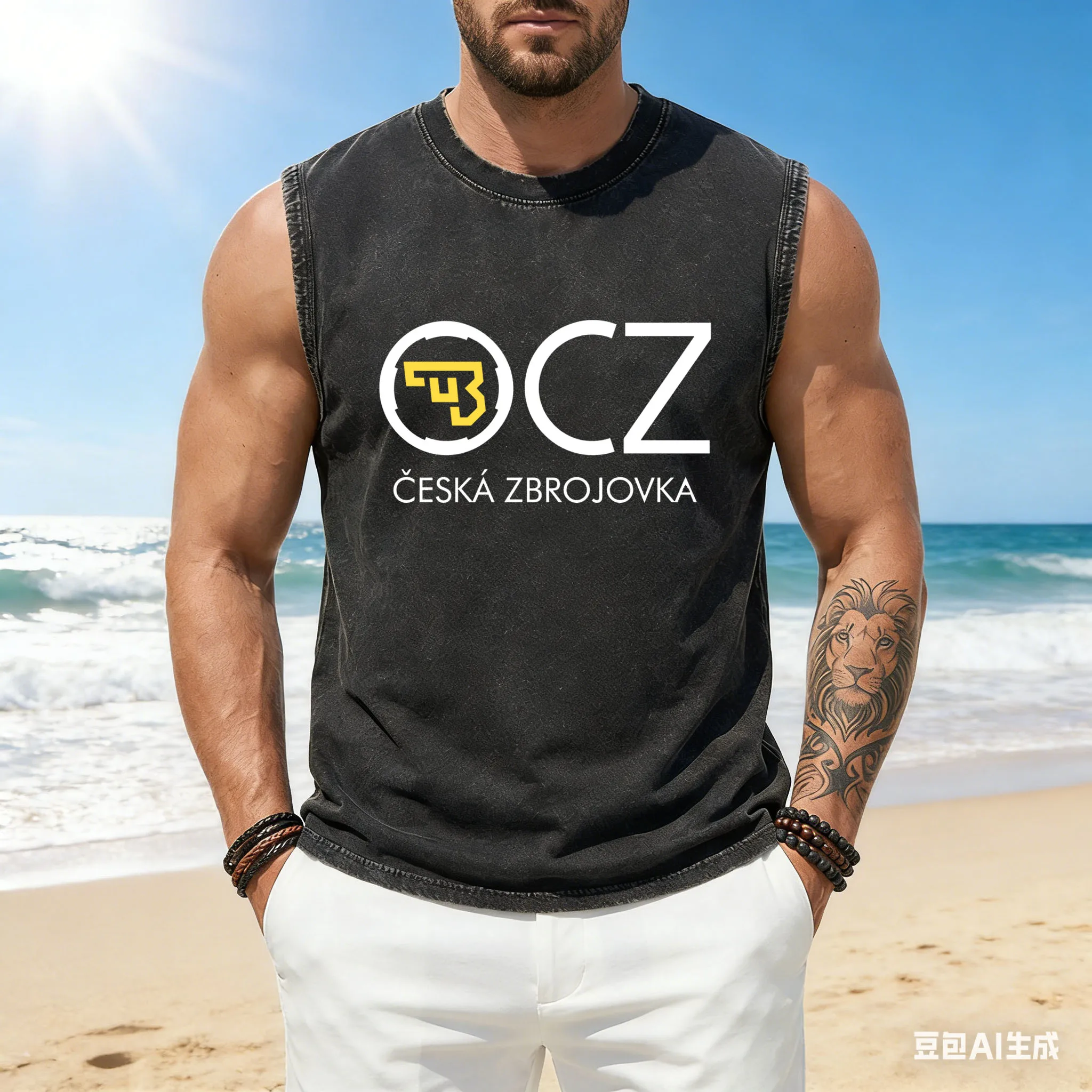 New color-block breathable men's vest CZ Ceska Zbrojovka Czech Firearms comfortable high-quality pure cotton sleeveless T-shirt