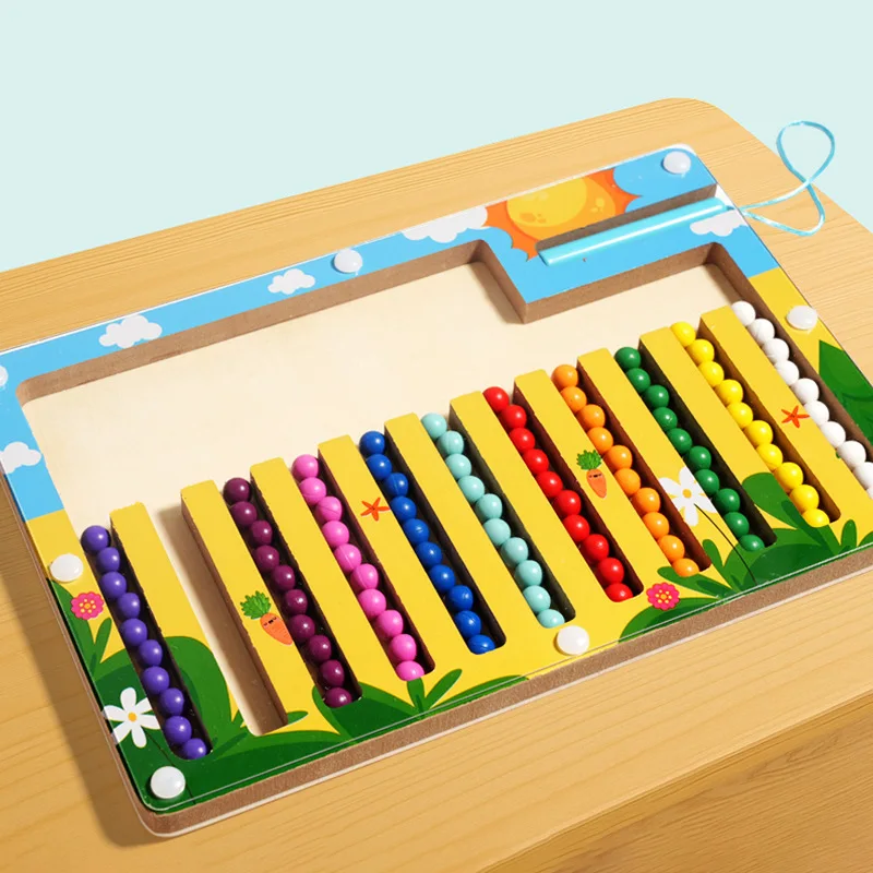 Color Classification Magnetic Maze Ball Runner Magnetic Pen Runner Game Hand Eye Coordination Exercise Kindergarten Puzzle Toy