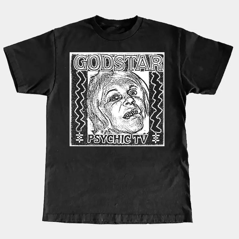 

Psychic Tv 'Godstar' T-Shirt Combine Fun Printed Shirt Men's And Women's Short Sleeve T-shirts
