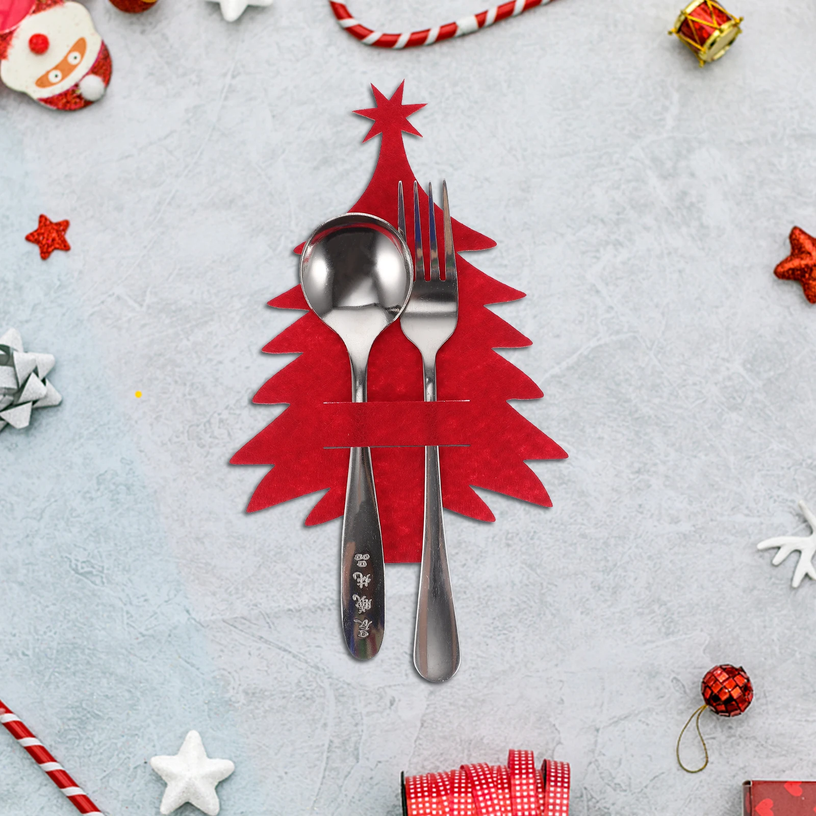 8 Pcs Cutlery Holder Bag Set Christmas Dining Table Decor for Party Utensil Felt Cloth Decorations