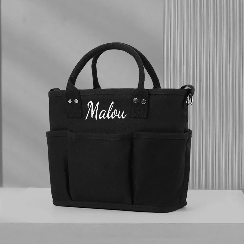 Bolso de lona con nombre personalizado para madre y bebé, bandolera ligera multifuncional, a la moda, novedad