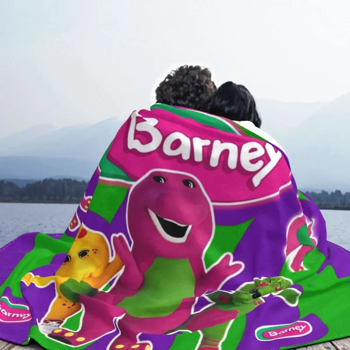 Barney Friends Dinosaur Coral Fleece Plush Throw Blanket Dinosaurs Cartoon Blankets for Bedding Couch Lightweight Thin Bedspread