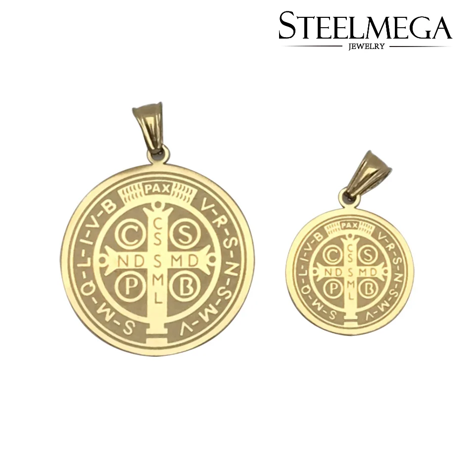 STEELMEGA Stainless Steel Pendant With Saint Benedict Medal For Catholic