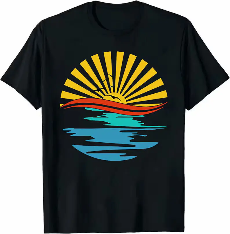 Retro Sunset Rays Wavy Shirt, Vintage Shirt, Retro Sunshine Shirt, Sun Rays Tee,