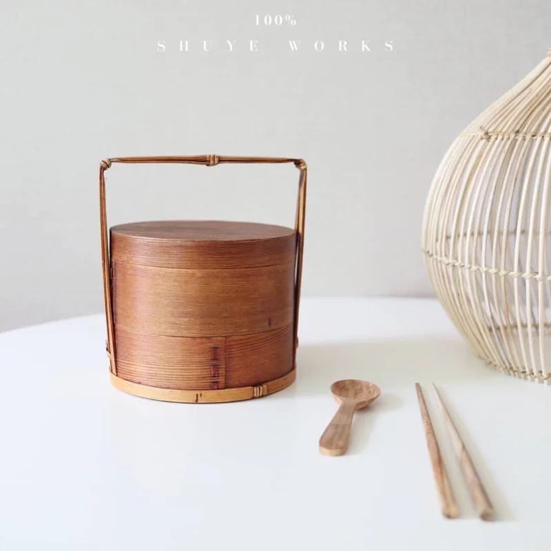 Japanese Style Lunch Box Wooden Bento Double Layer Portable Picnic Food Storage containers Tableware kitchen gadget sets
