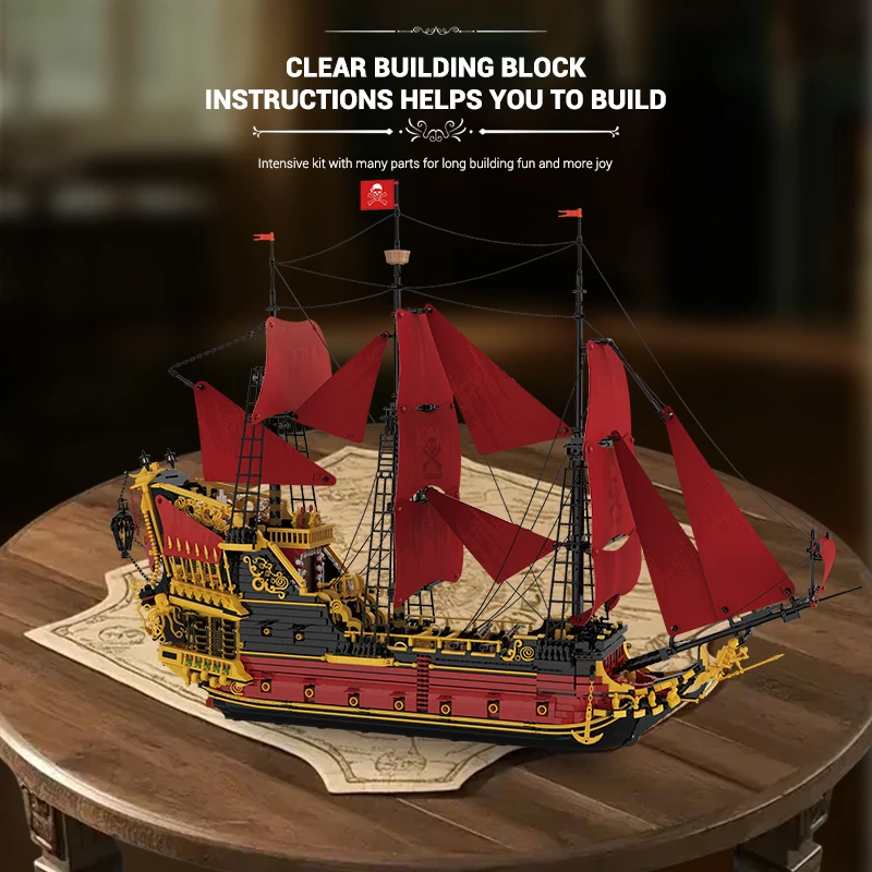 

В НАЛИЧИИ MOC Queen Anne's Revenge, строительные блоки, модель пиратского корабля, кирпичи, сборка детских игрушек «сделай сам», рождественский подарочный набор
