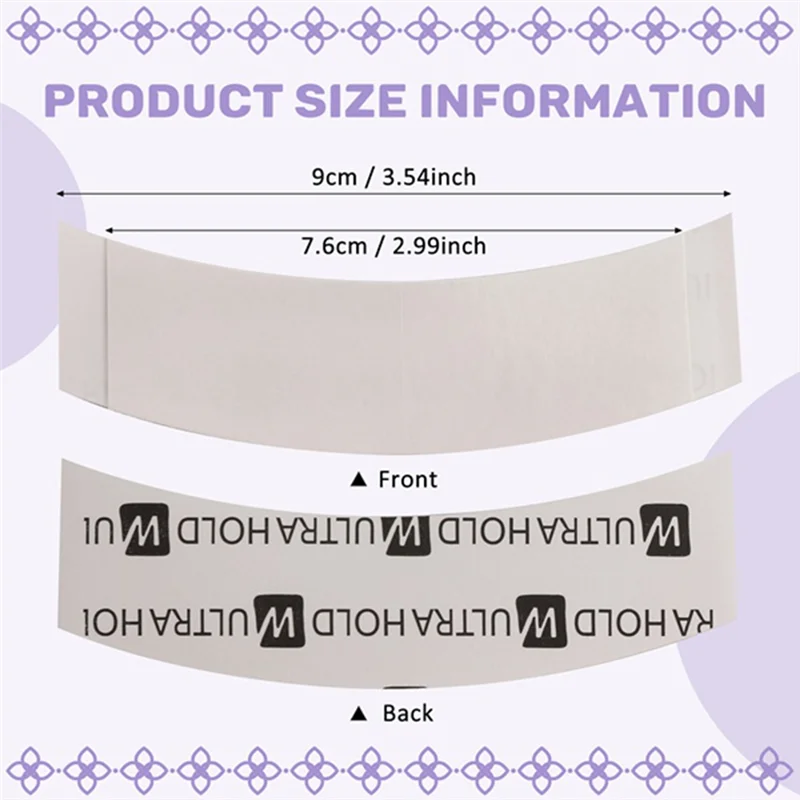 A04V 72 strisce di nastro per parrucca biadesivo ultra resistente, adesivo forte, impermeabile per toupet e parrucche in pizzo