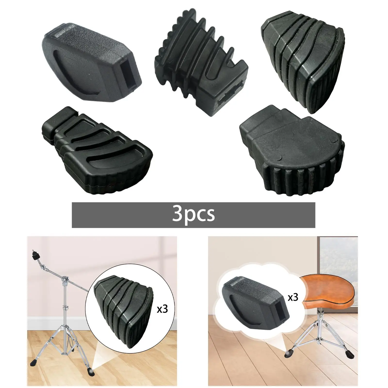 

3 шт., подставка для барабана, ножки, высокая производительность, замена, обслуживание, прочная фурнитура, черная защита для ног, аксессуары для перкуссии, резина