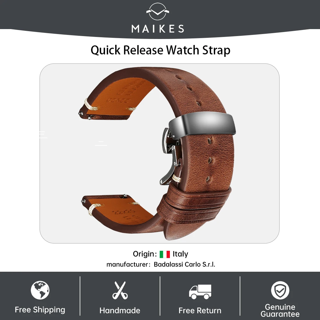 Quick Release Watch Strap Cow Leather Made in Tuscany Italy Bracelet For Omega MIDO Longines Accessories Watch Band