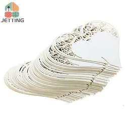 50Pcs/Set Wedding Table Decoration Place Cards Laser Cut Heart Floral Wine Glass Place Cards for Wedding Party Decoration