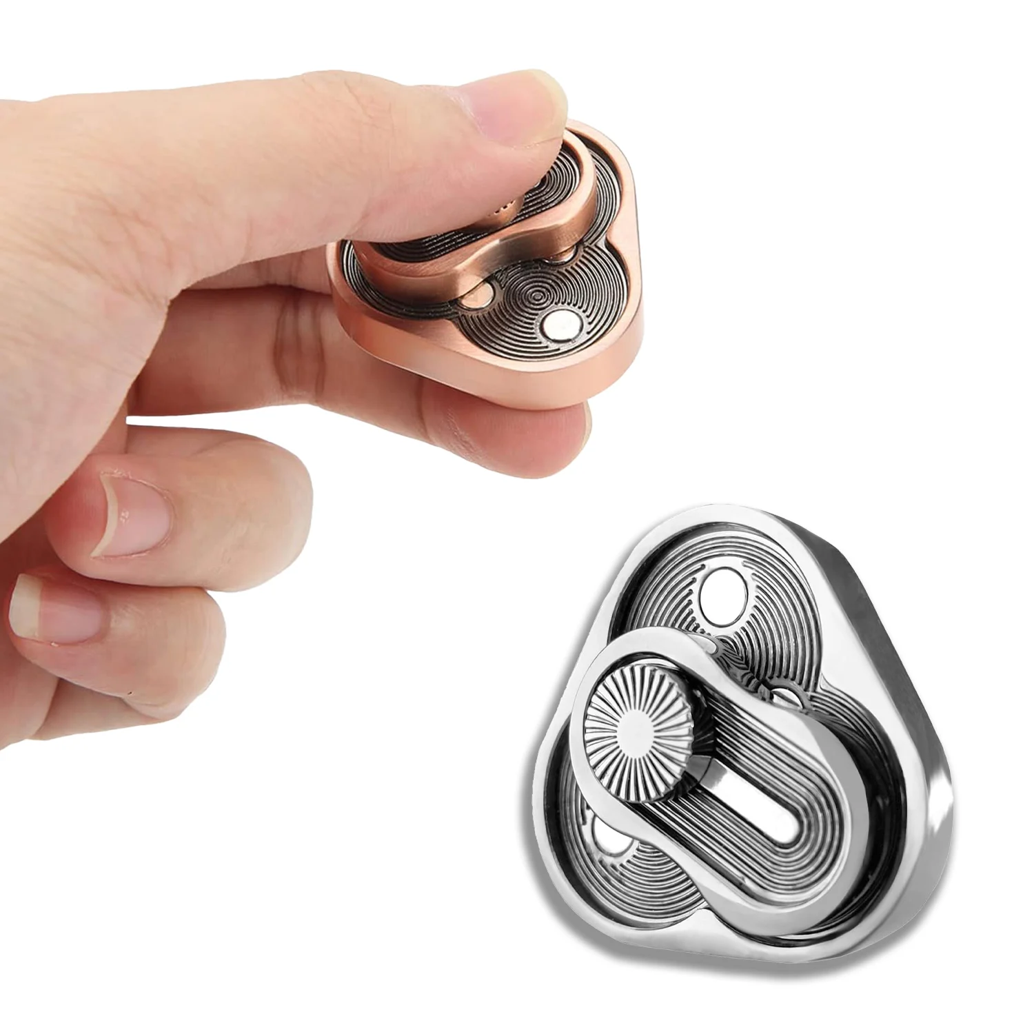 Fidget Spinner triangolare a tripla rotazione, giroscopio EDC da tavolo creativo per alleviare lo stress in ufficio, regalo di festa nero o argento