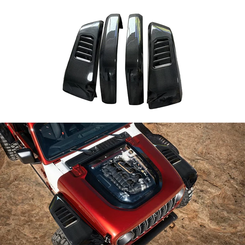 Black ABS Original Car Wheel Eyebrow Carbon Fiber Front & Rear Fender Flares for Jeep Wrangler JK JL JT 2007-2024