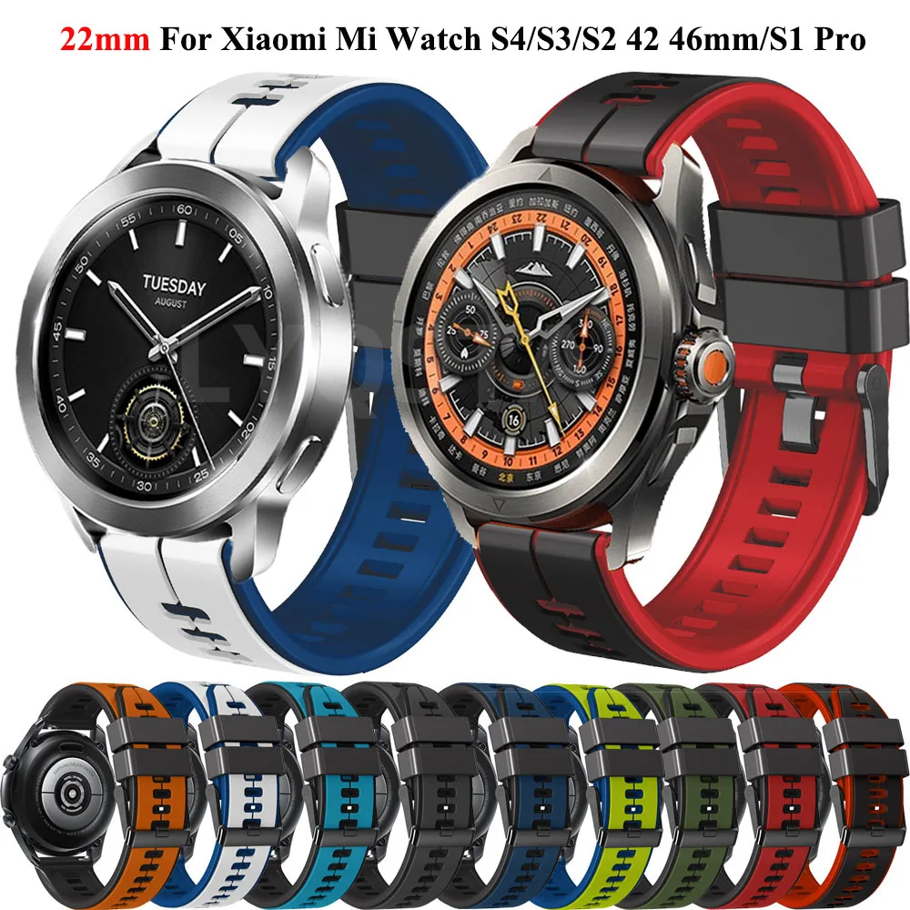 

22mm Sports Silicone Wristband For Xiaomi Mi Watch S4 S3 S2 42 46mm S1 Pro Active Strap Bracelet For Mi Watch Color 2 Watchband