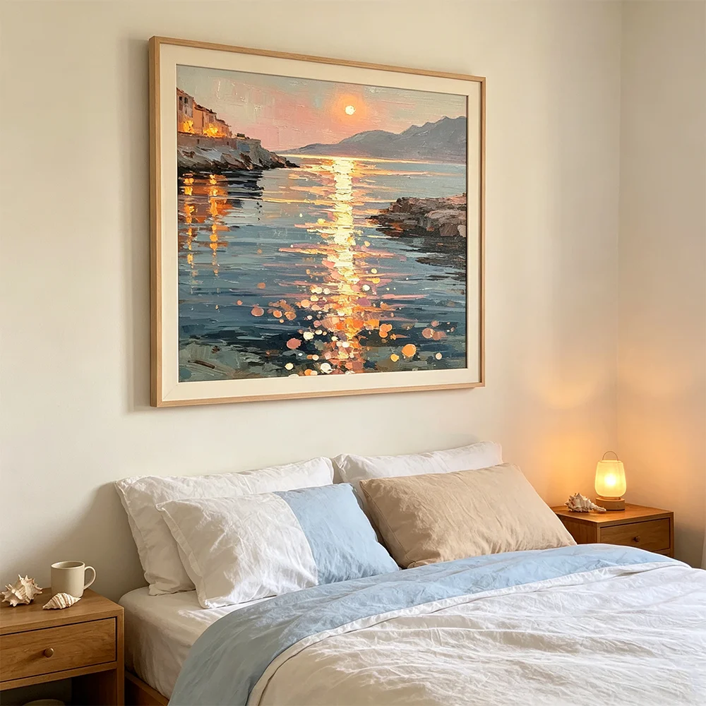 Sunset Sea Landscape Poster Sunrise Seascape Canvas Painting Print Picture for Bedroom Dining Living Room Home Decor Gift