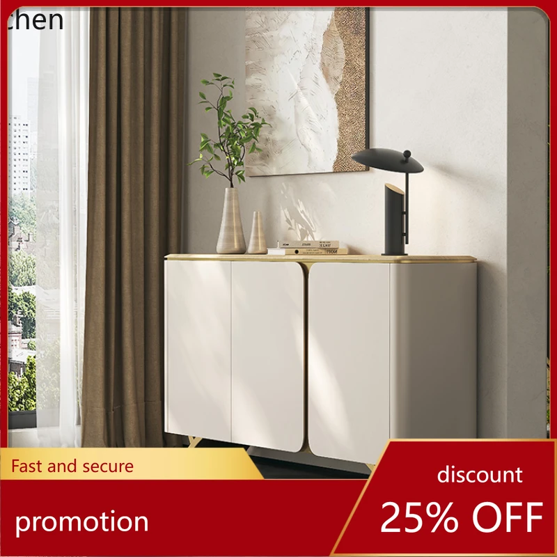 

HT Italian light luxury solid wood shoe cabinet, door cabinet, simple living room, marble shoe change locker