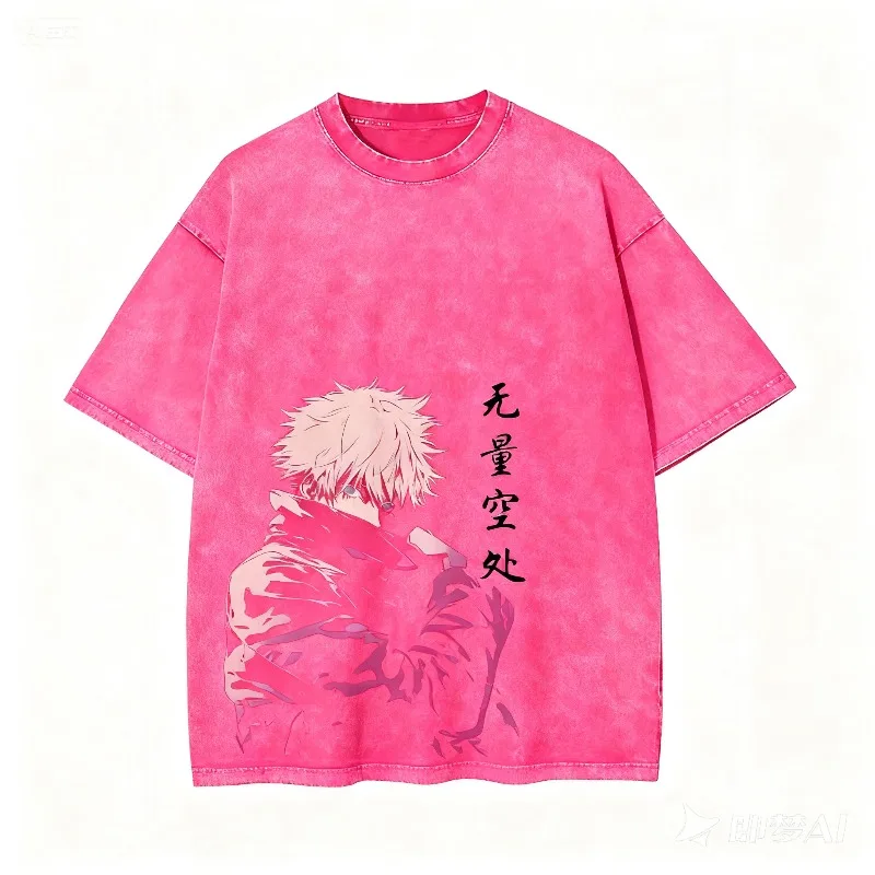 

2025 аниме дзюдзюцу кайсен Годзё Сатору мужская летняя стираная футболка Harajuku ретро уличная женская негабаритная женская повседневная футболка с короткими рукавами Y2K