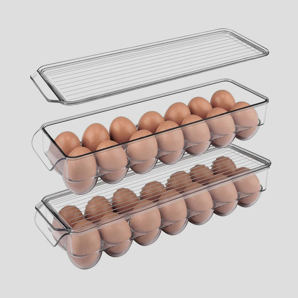 

2pcs Storage Box for Refrigerator Plastic Egg Holder Container Transparent Tray Pet Material Fridge Organizer Clear Egg
