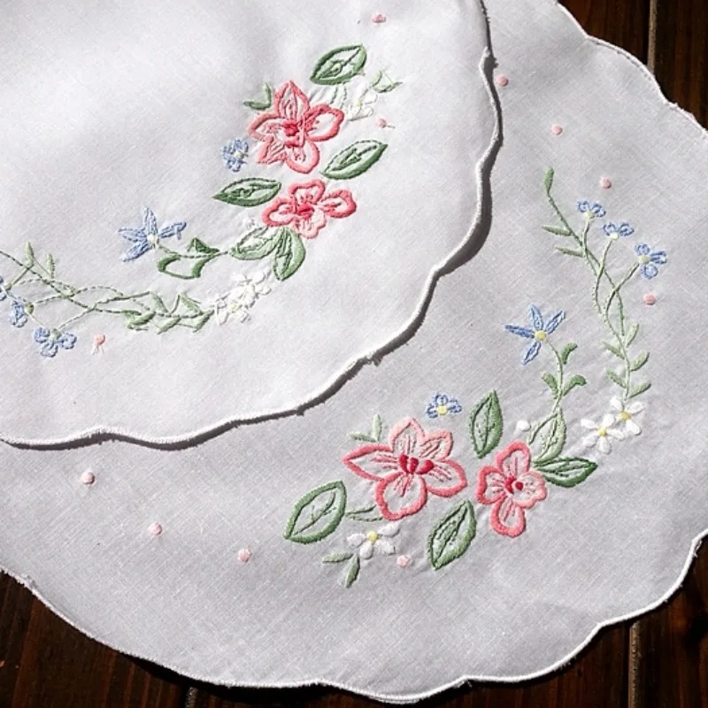 1 قطعة/2 قطعة الأمريكية الرجعية القطن الخالص المطرزة يدويا غطاء الزخرفية متعددة الوظائف حصيرة الطازجة الأميرة نمط 35X85CM #1