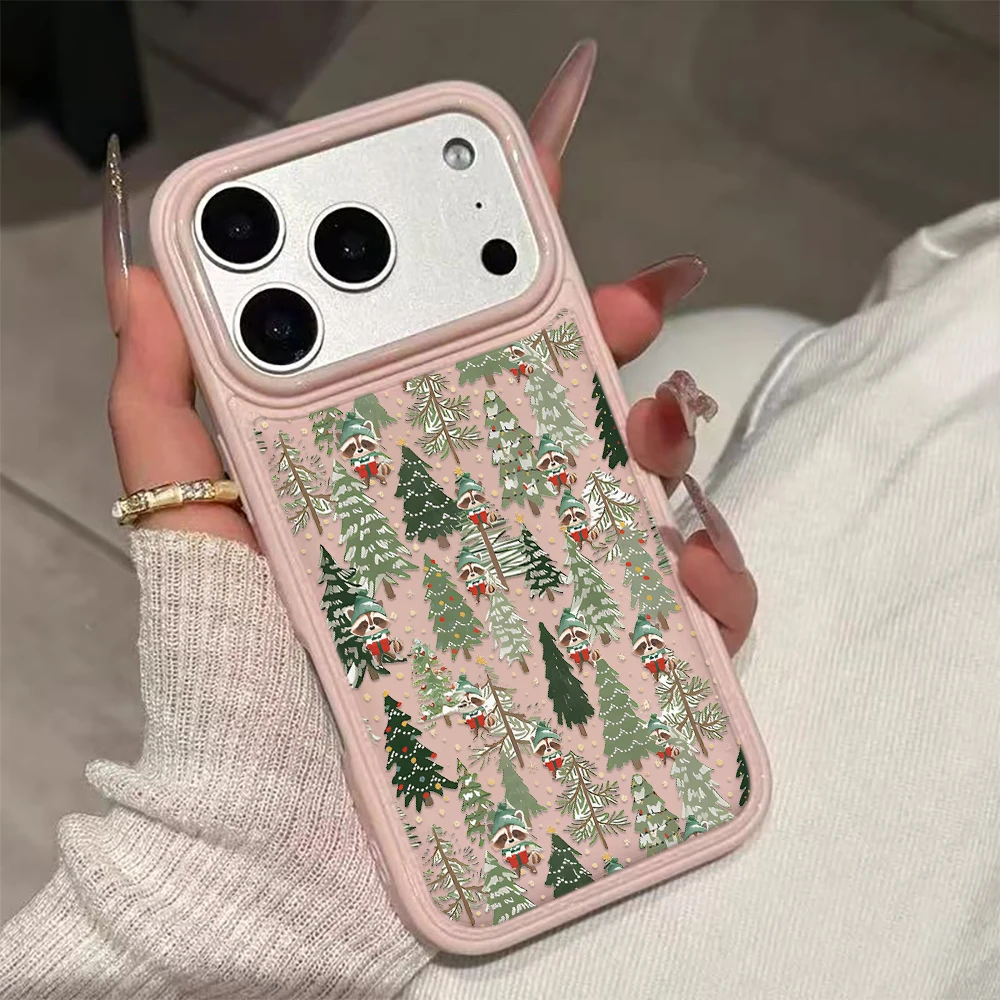 Luxury Christmas Tree Forest Phone Case For iPhone 17 16 15 14 Plus 13 12 11 Pro Max 17Air Shockproof Soft Phone Case