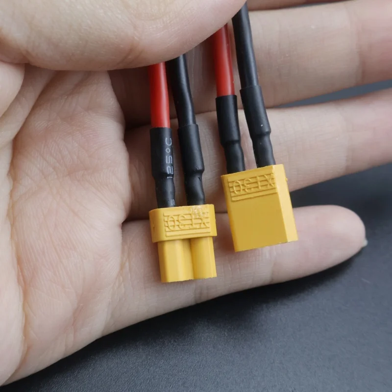 XT30 plug and socket with silicone wire 16AWG cable 10cm for fixed wing drones with RC lithium battery FPV