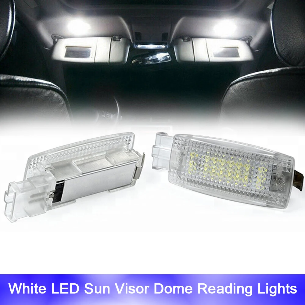 

2x White LED Sun Visor Vanity Mirror Lights For Seat Toledo Alhambra Altea Leon Skoda Yeti Superb Fabia VW Golf 4 5 6 7 EOS Bora