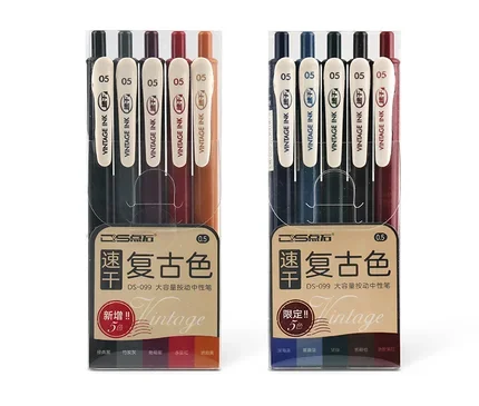 

Retro Color Quick-drying Gel Pen Straight Liquid Roller Pen 0.5 Rollerball Pen for Students to Take Notes DS-099