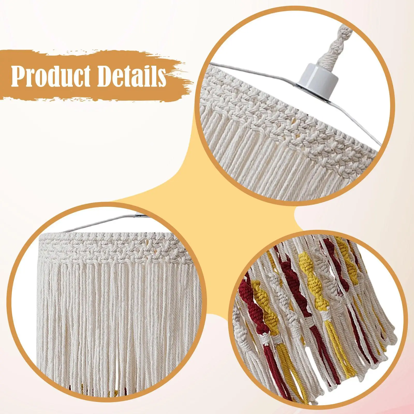 Woven Lampshade Living Room Decoration Nordic Bohemian Replacement Modern Pendant Light Shade with Tassels Macrame Lamp Shade