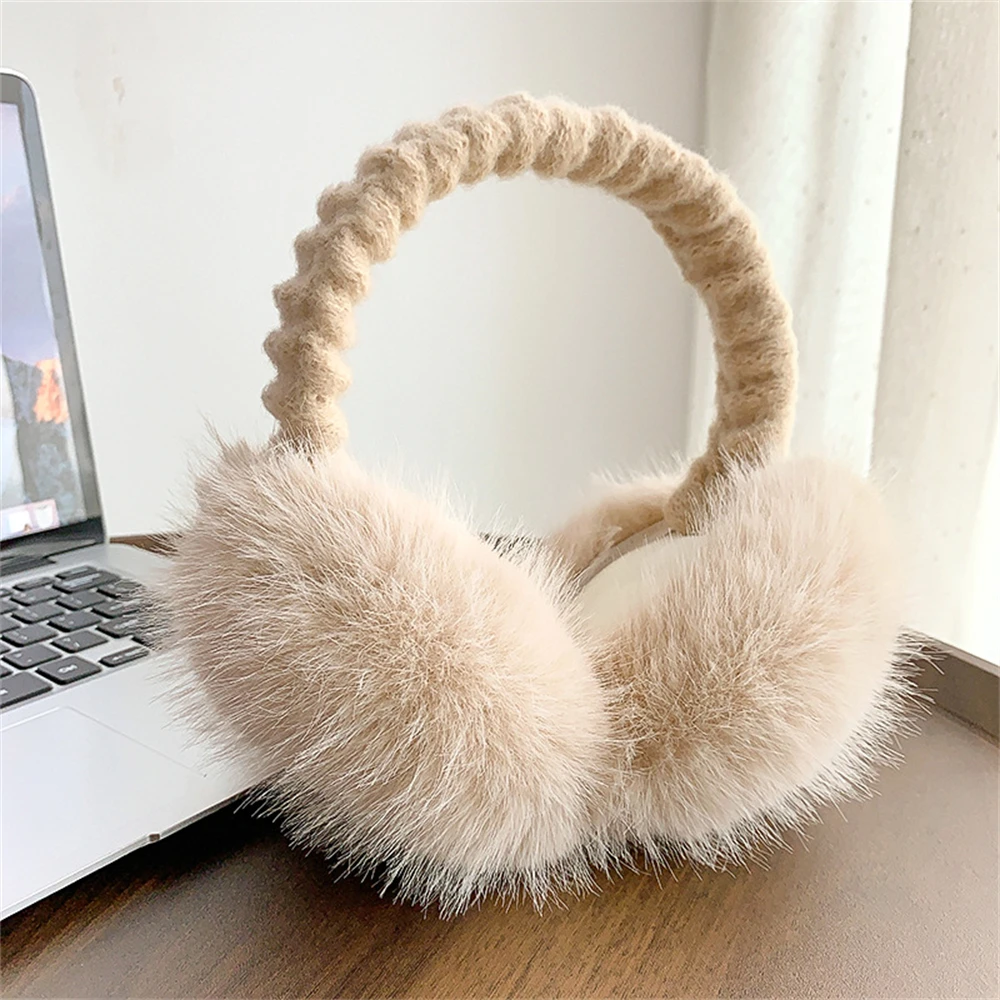 Cute Plush Fur Headphones Women Winter Warm Earmuffs Soft Cashmere Solid Fur Earplugs Fashion Unisex Ear Cover Outdoor Supplies