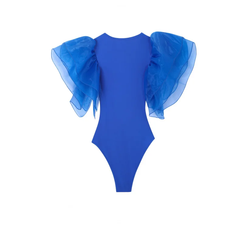 Mesh-paneled Solid-color Bodysuit - view 4