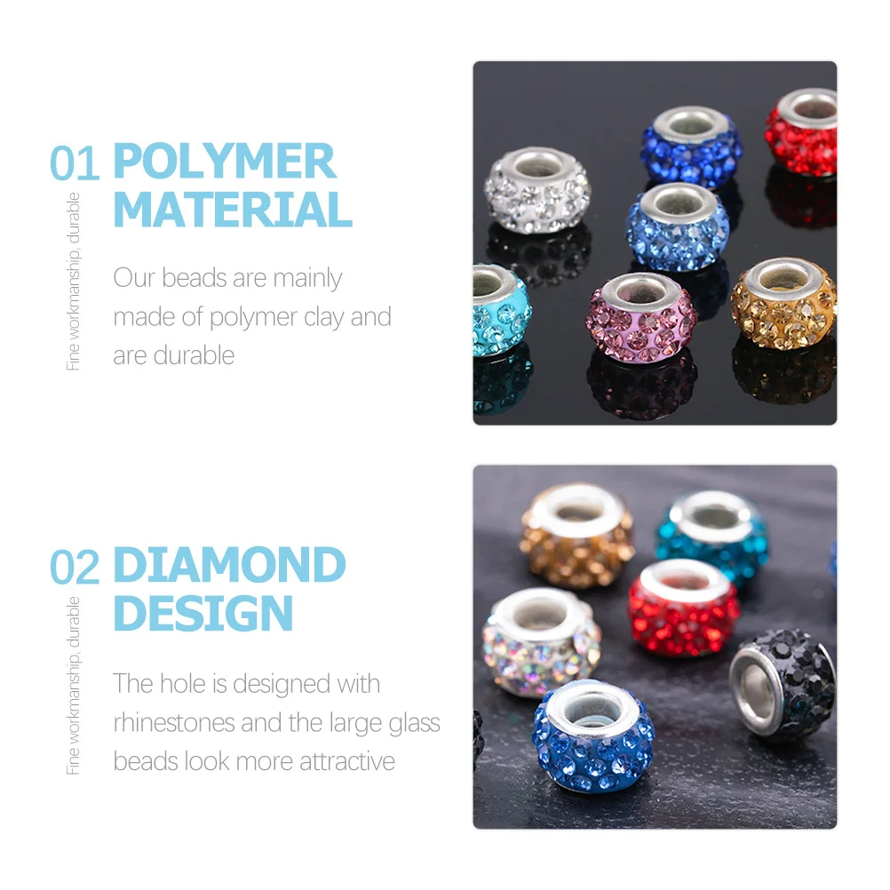 

200Pcs Spacer Beads Rhinestone Crystal Sparkling Loose Beads DIY Jewelry Making Bracelets Necklaces Accessories