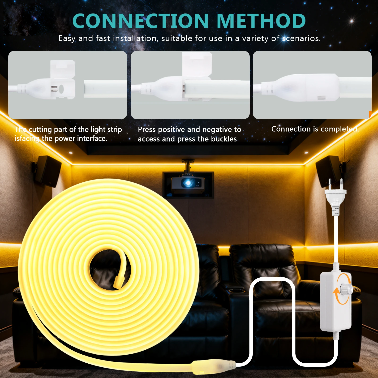 220 فولت Cob LED قطاع ضوء IP65 مقاوم للماء 288 المصابيح/م عكس الضوء المطبخ غرفة نوم عالية الكثافة شريط مرن أبيض أزرق أخضر أحمر
