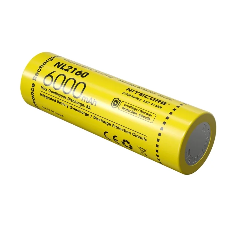 NITECORE NL2160 6000mAh High Capacity 3.6V 21700 Li-ion Rechargeable Battery