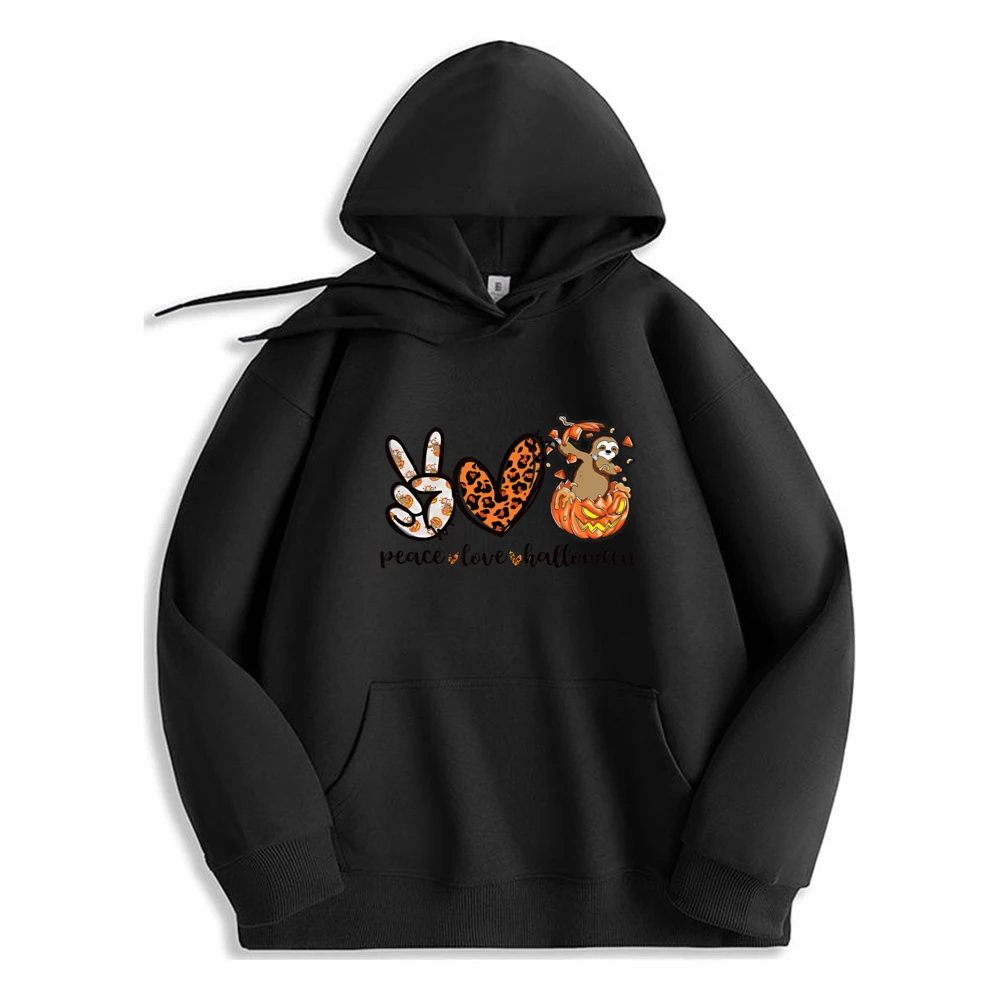 

Peace Love Hoodie Soft Polyester Fiber Streetwear Trendy Design Long Sleeve Sweatshirt Mens Clothes