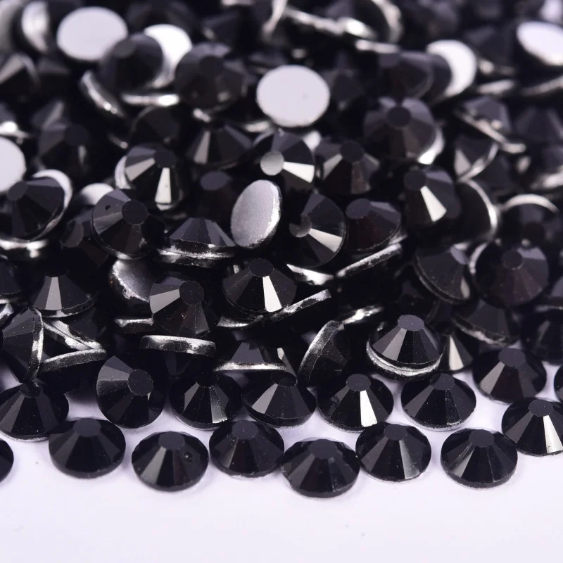 Wholesale in Bulk Black Glitter Non Hotfix Rhinestones стразы Nails Crystals Strass Diamond for Dress Nail Charms Nail Art 원피스