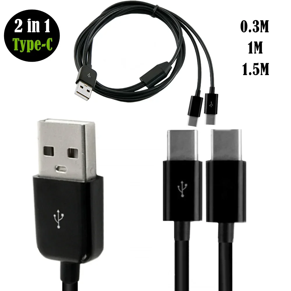 USB 2.0 Type A Male To 2/3/4 Ports Type-C Male 4 in 1 USB C Splitter Y Phone Data Sync Charging Power Adapter Cable 0.3m 1m 1.5m