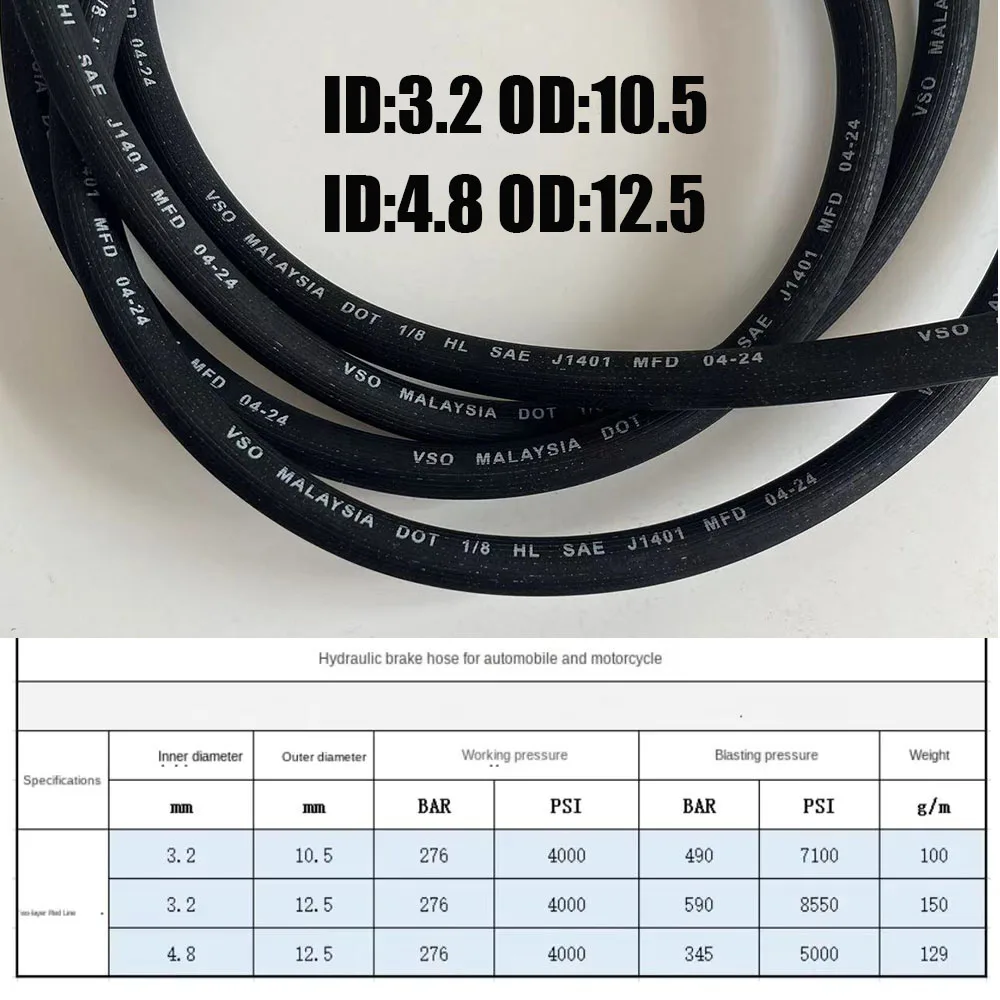 Black Universal Rubber Brake Hose Resistant To Low Temperature Ozone For Motorcycles Cars  Tractors Modifying Clutch Oil Pipe