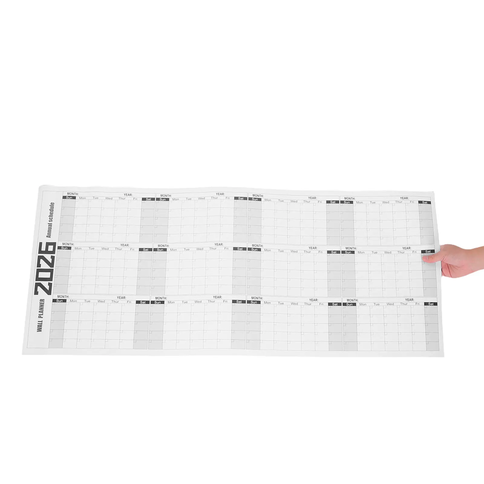 100x42cm-ドライイレースウォールカレンダー-大型-再利用可能-日付なし-年間プランナー-ホワイトボード表面-防水-耐油性-月間カレンダー