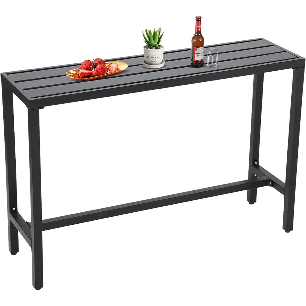Outdoor Bar Table, Patio ole Pub Height Tables with Powder Coated Steel e, Weather Resistant Waterproo Top or Hot Tub, Balcony,