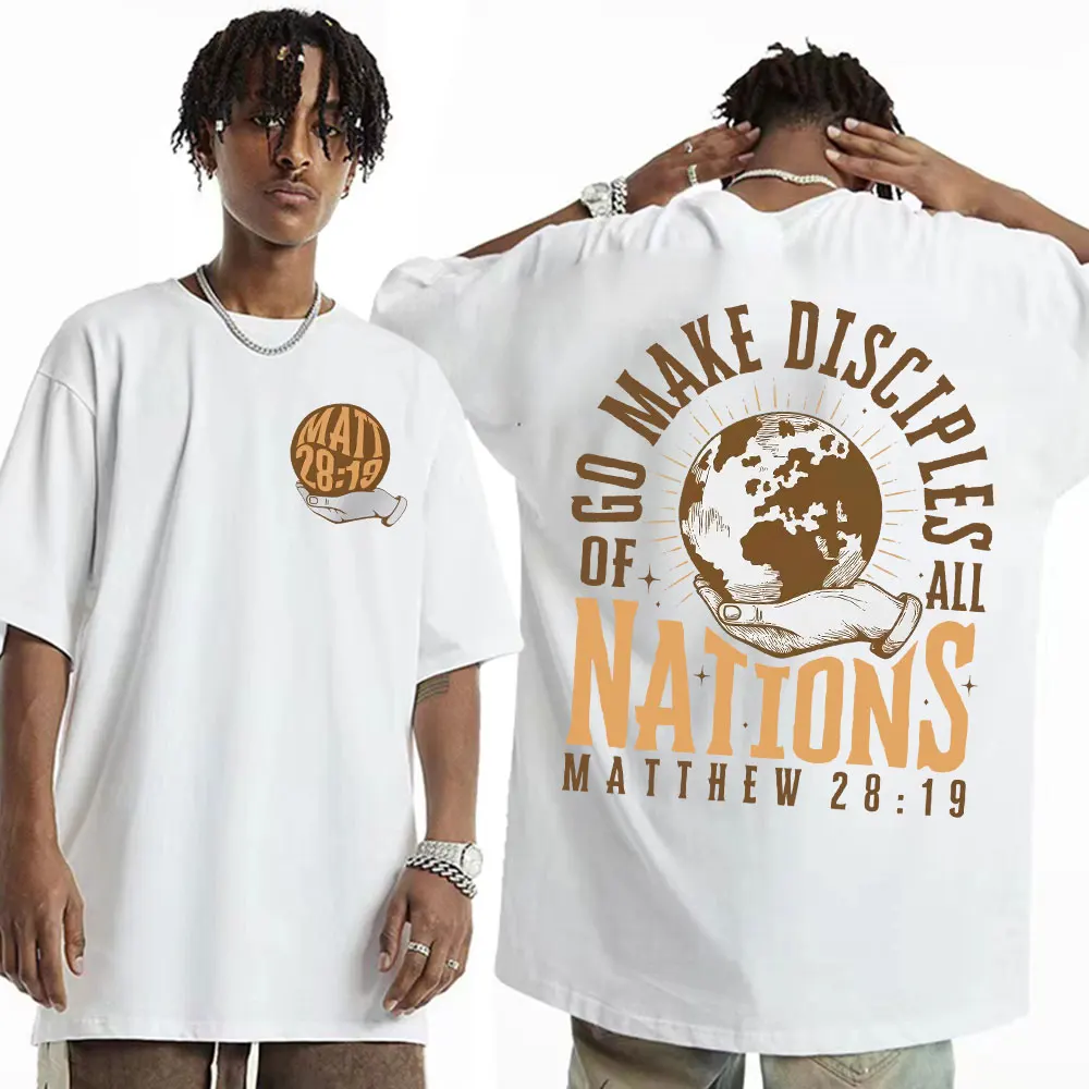 Go Make Disciples Christian Streetwear T Shirts Vintage Men Bible T Shirt Women\'s Fashion Aesthetic Cotton Short Sleeve T-shirts