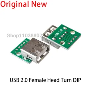 Bilashmart 1/5/10 USB 2.0 Socket Type A Female USB To DIP 2.54MM PCB USB Breakout Board Pitch Adapter Converter Connector 4 Pin