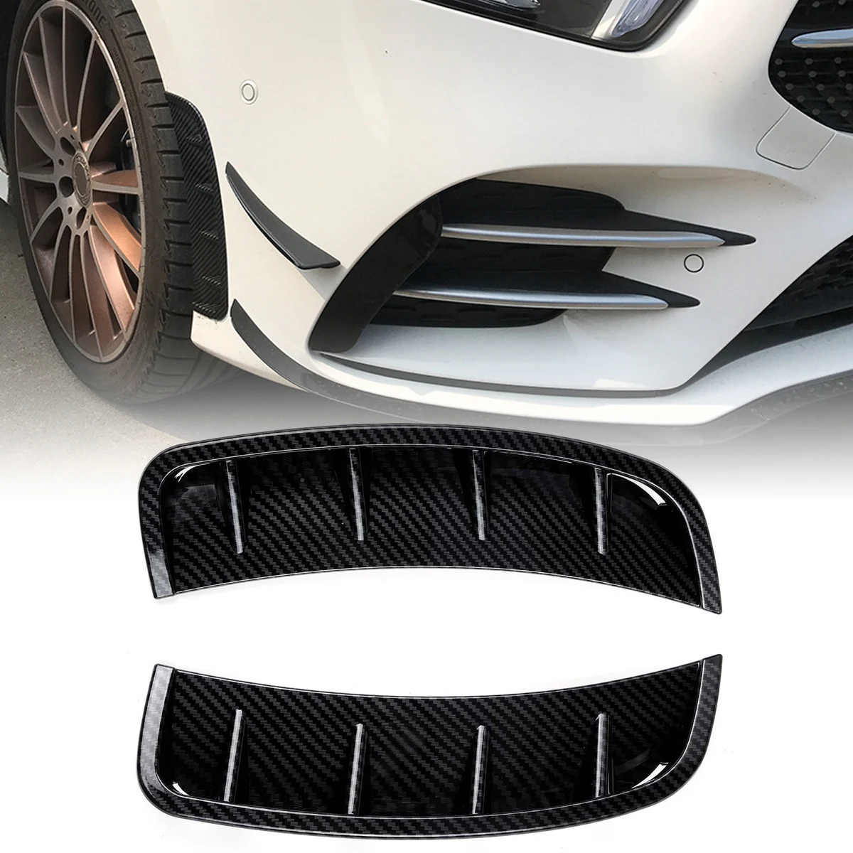 Front Bumper Side Air Vent Splitter Spoiler Wheel Canard Trim For Mercedes Benz A Class W177 A180 A200 A220 A250 2019 2020