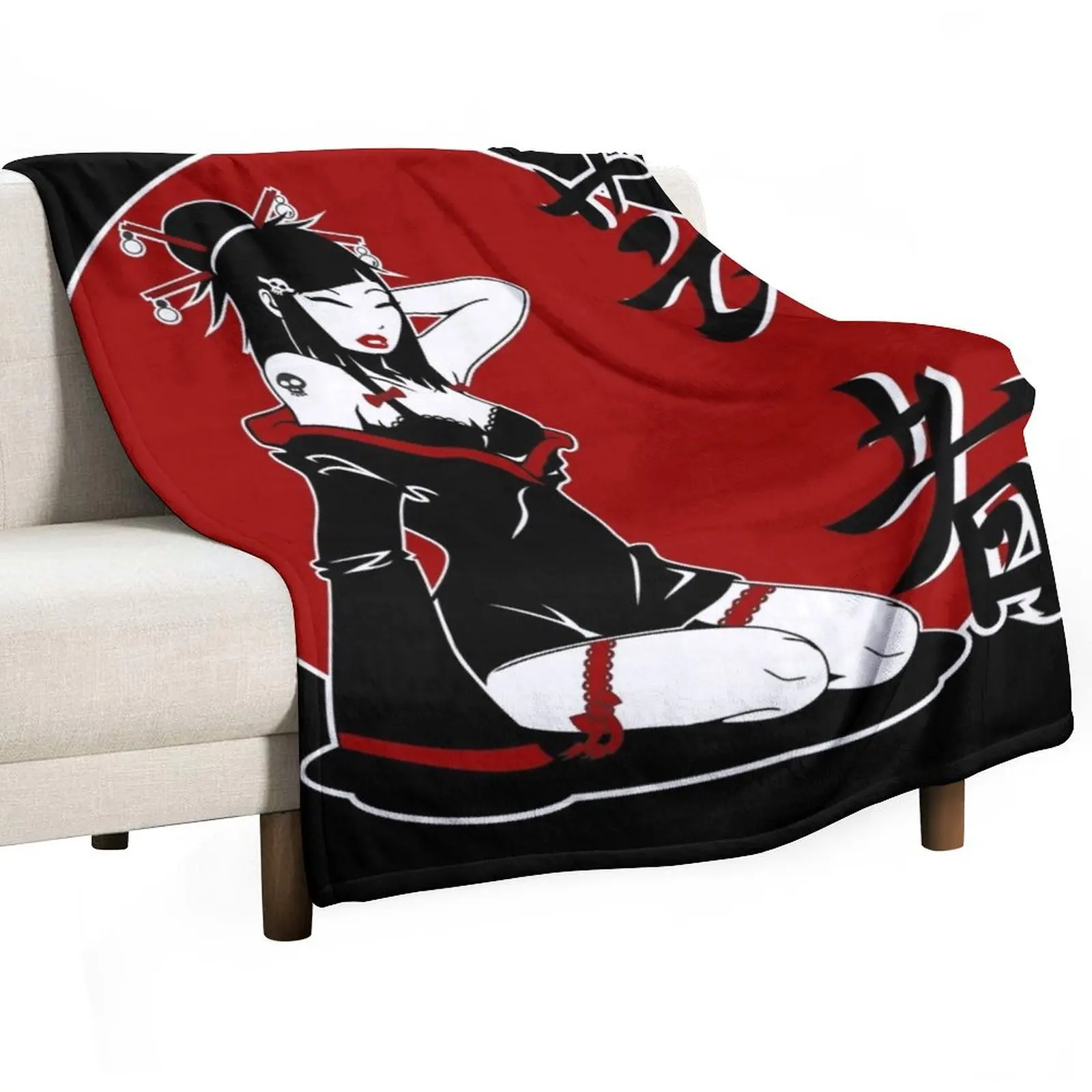 Geisha Pinup Jp 2 Throw Blanket Luxury Thicken Kid'S manga blankets ands Blankets