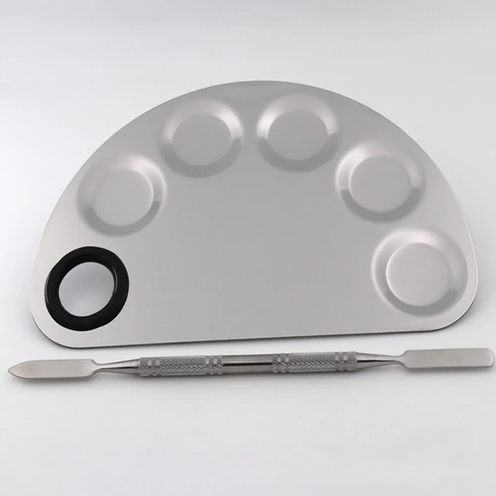 

Durable Stainless Steel Semicircle Color Palette Easy Carry Storage Space Saving for Any Painting Media Artists