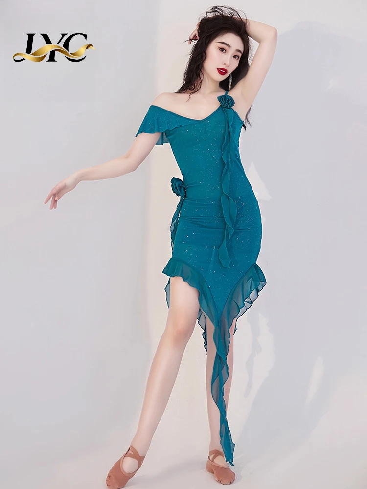 ชุดฝึกซ้อมระบำหน้าท้องแบบใหม่ ชุดเดรสสายเดี่ยวผ้าโปร่งบางเซ็กซี่ ชุดแสดงระบำตะวันออกสำหรับผู้หญิง