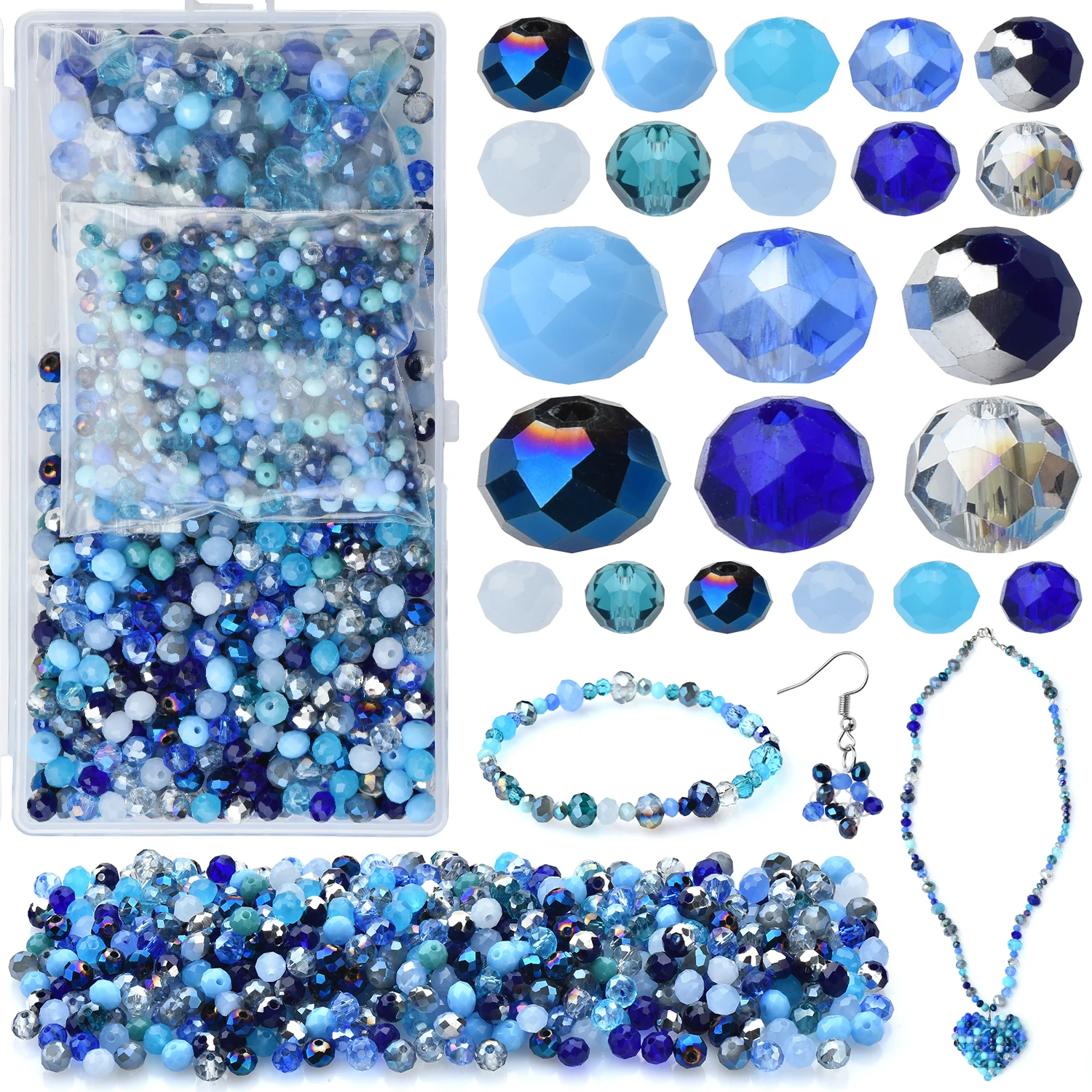 1000Pcs/Box 4/6/8mm Austrian Round Rondelle Glass Crystal Loose Spacer Beads for Jewelry Making Kit Bracelets Necklaces Earring