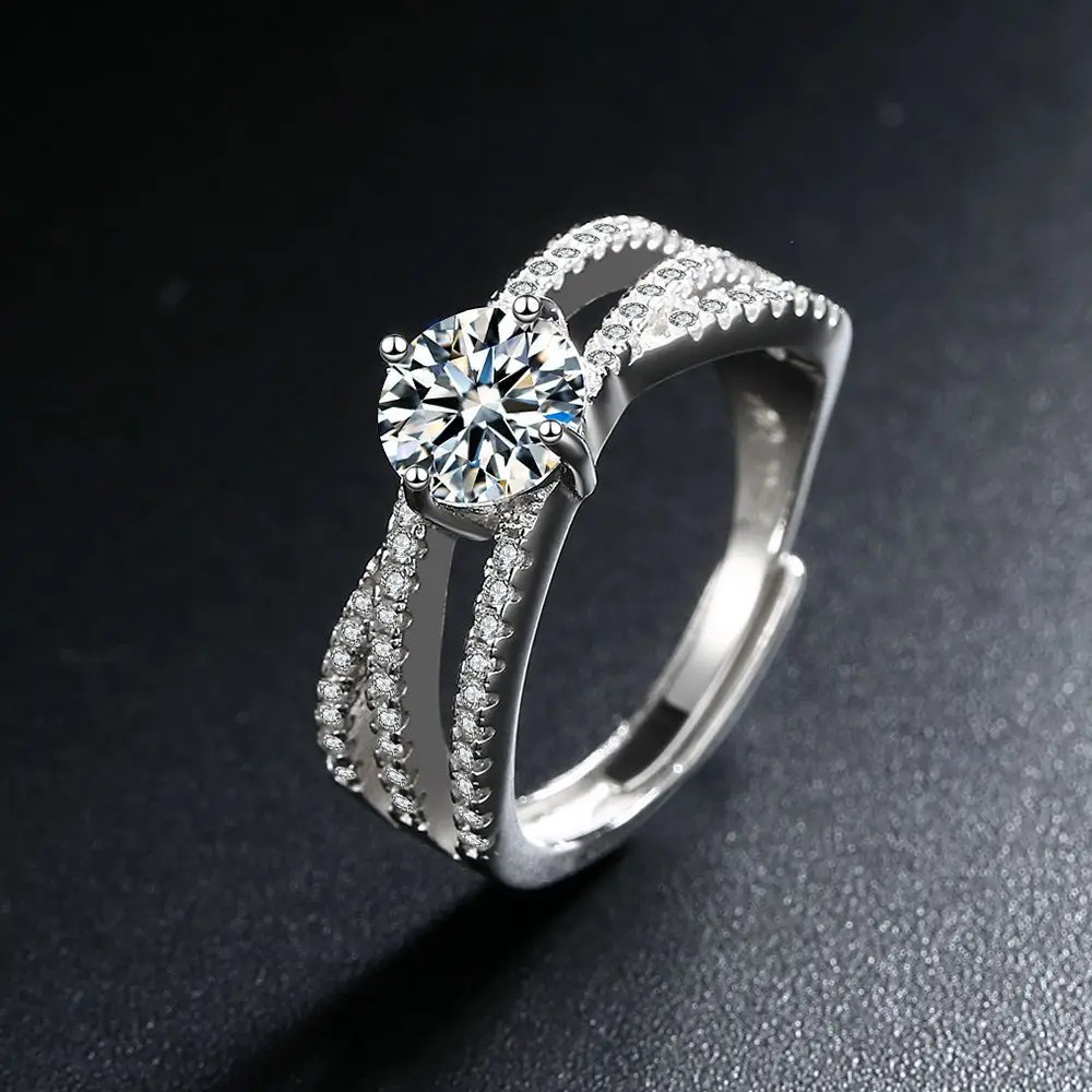 Neuer Luxus-Webring aus 925er-Sterlingsilber mit Moissanit für Frauen, Verlobung, Hochzeit, einfacher hochwertiger Schmuck, Geburtstagsgeschenke