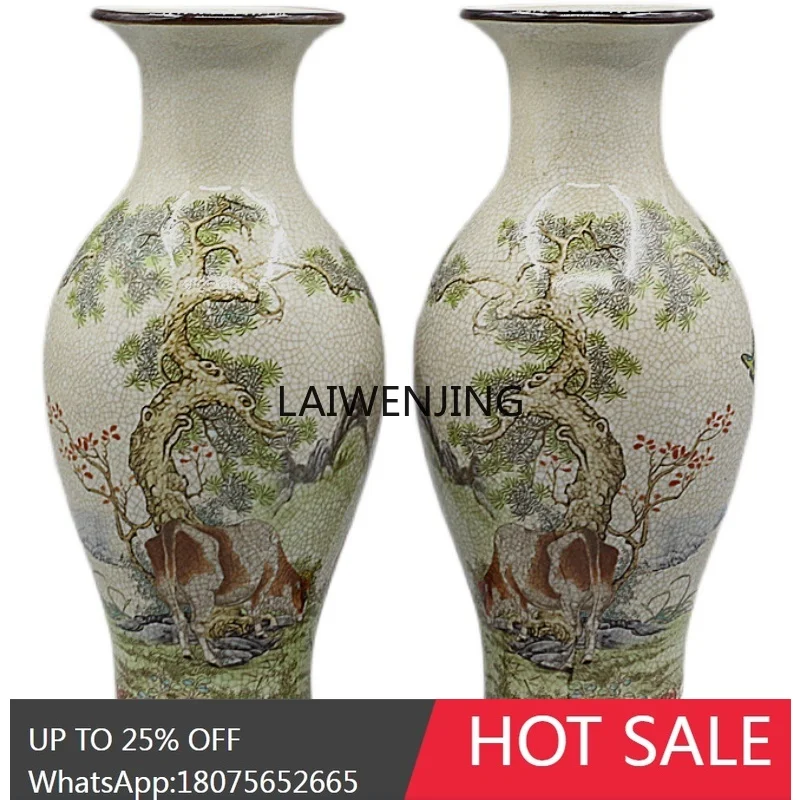 CY Jingdezhen antique porcelain Tiandao rewards diligence fishtail vase (a pair) Daqing Qianlong annual collection
