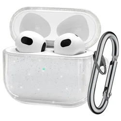Bling Glitter Soft TPU Earphone Case with Keychain for Airpods Pro 3 2 Generation Air Pods 4 2024 2 1 3rd Gen Cover Accessories