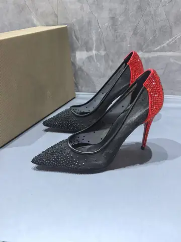 Bling Strass Mesh Spetsig Tå Dam Pumps Skor Stilettklackade Högklackade Slip On Design Stor Storlek Klassisk Stil Modeskor 12 best sales Doris Fanny skor - №5